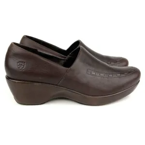 Ariat Wedge Heel Clogs Brown Leather Shoes Womens Size 11B 21161