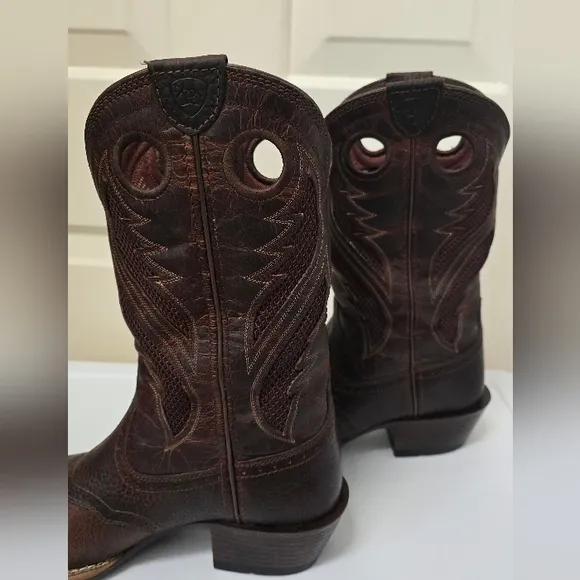 Ariats VertTek Men's Brown Leather Western Boots Size 8D W/ Matching Belt Sz 34