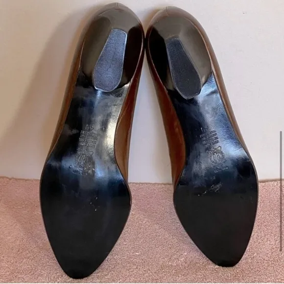 Arnold Churgin Brown Leather Slip On W  Chunky Heel 40