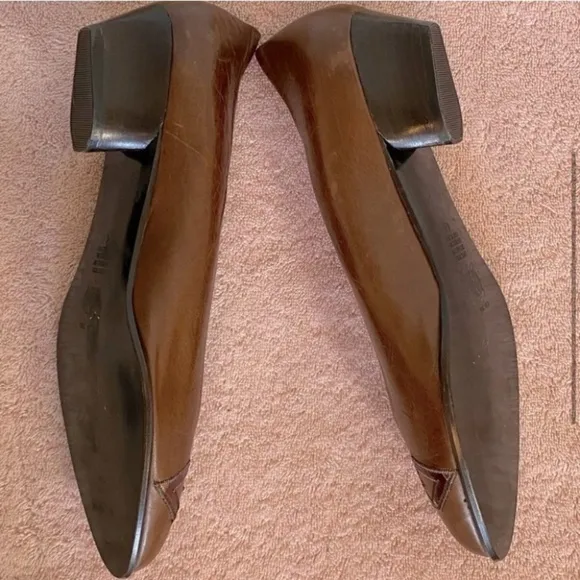 Arnold Churgin Brown Leather Slip On W  Chunky Heel 40