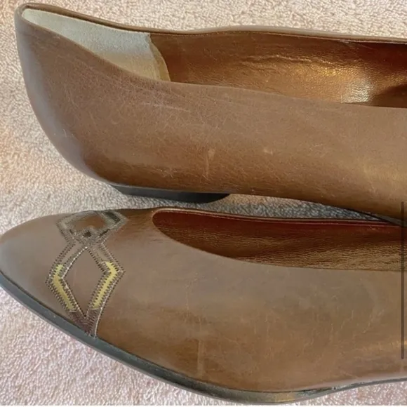 Arnold Churgin Brown Leather Slip On W  Chunky Heel 40