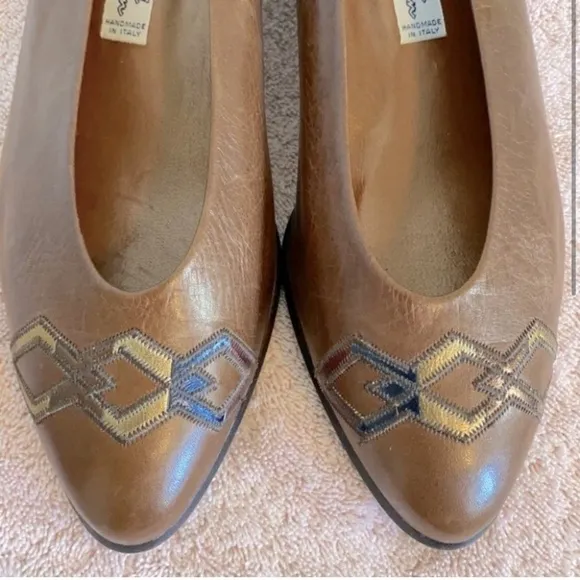 Arnold Churgin Brown Leather Slip On W  Chunky Heel 40