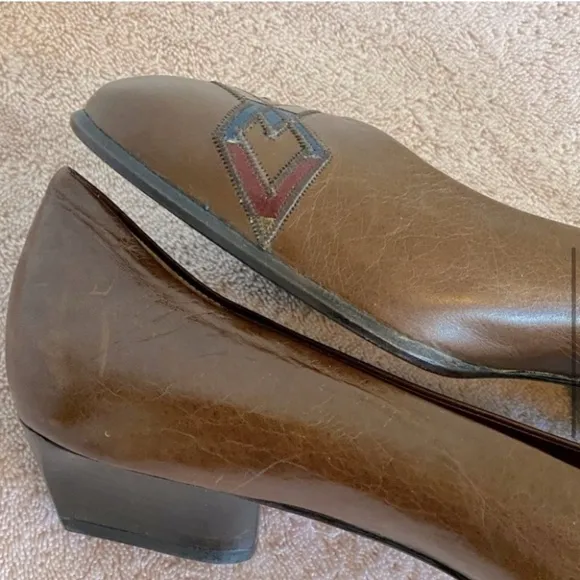 Arnold Churgin Brown Leather Slip On W  Chunky Heel 40