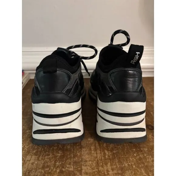 ASH Bird Wedge Sneaker Athletic Running Shoes Black Gray Womens Size 6