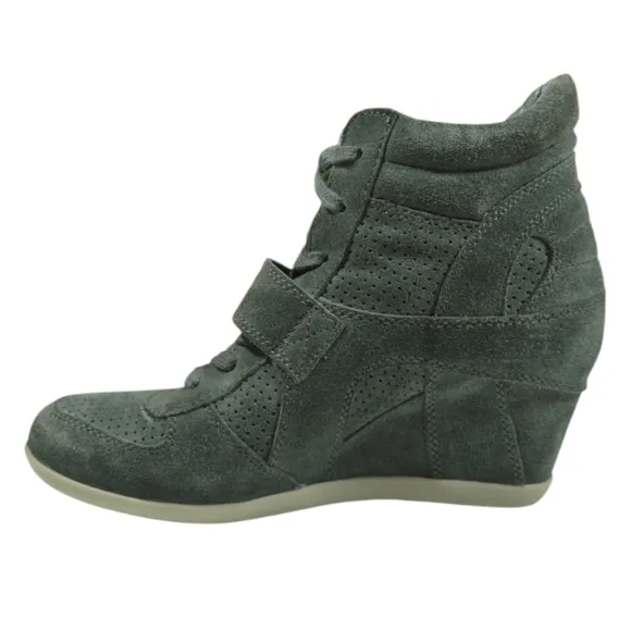 ASH Bowie Wedge Sneakers Suede Shoes Military Green Size 40