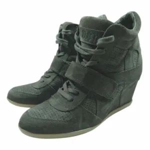 ASH Bowie Wedge Sneakers Suede Shoes Military Green Size 40