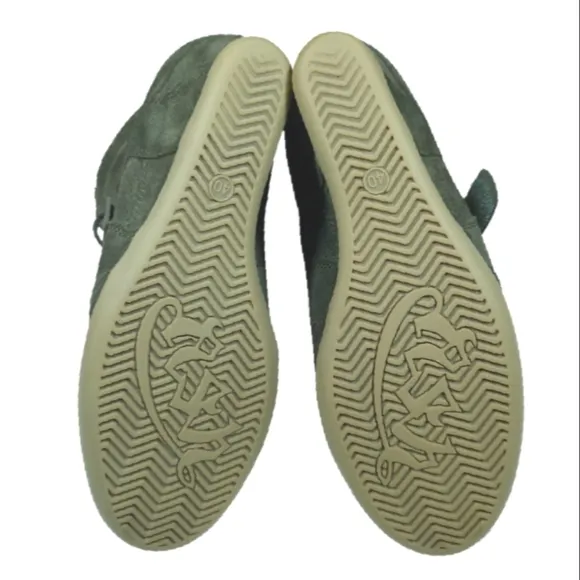 ASH Bowie Wedge Sneakers Suede Shoes Military Green Size 40