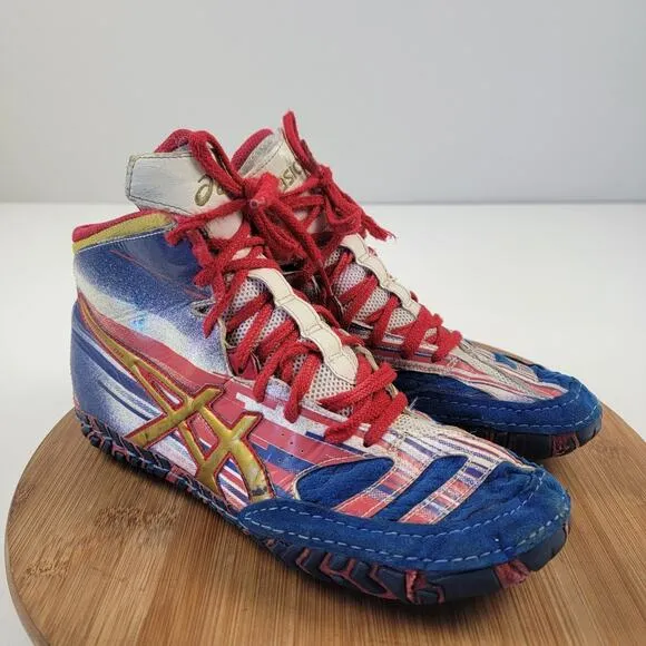 Asics Aggressor 2 Wrestling Shoes Size- 7 L.E. Lightning Strike See Photos