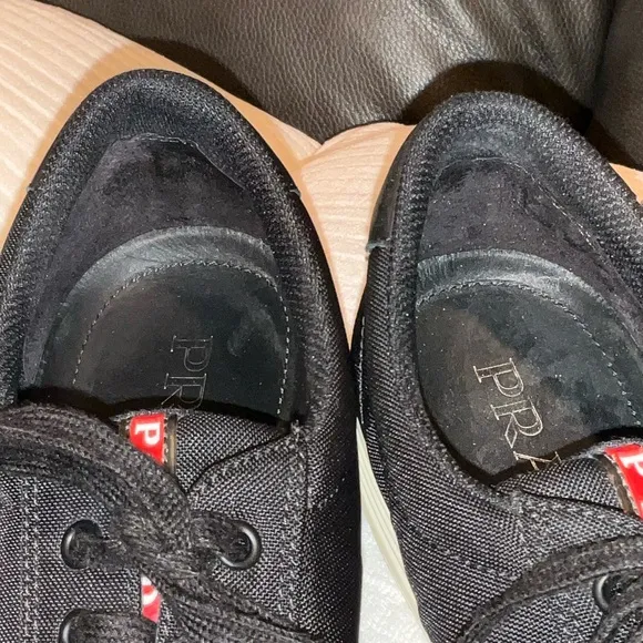 AUTH LUXURY PRADA SNEAKERS SHOES 4E3256 BLACK NYLON