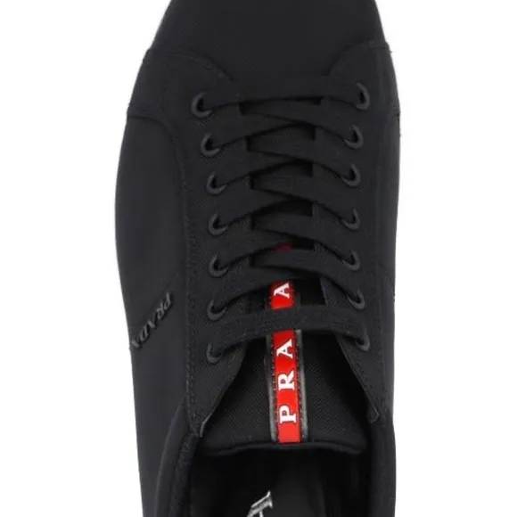 AUTH LUXURY PRADA SNEAKERS SHOES 4E3256 BLACK NYLON