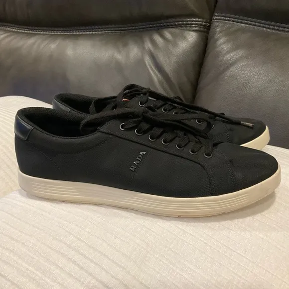 AUTH LUXURY PRADA SNEAKERS SHOES 4E3256 BLACK NYLON