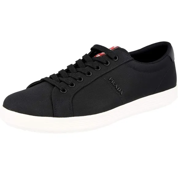 AUTH LUXURY PRADA SNEAKERS SHOES 4E3256 BLACK NYLON