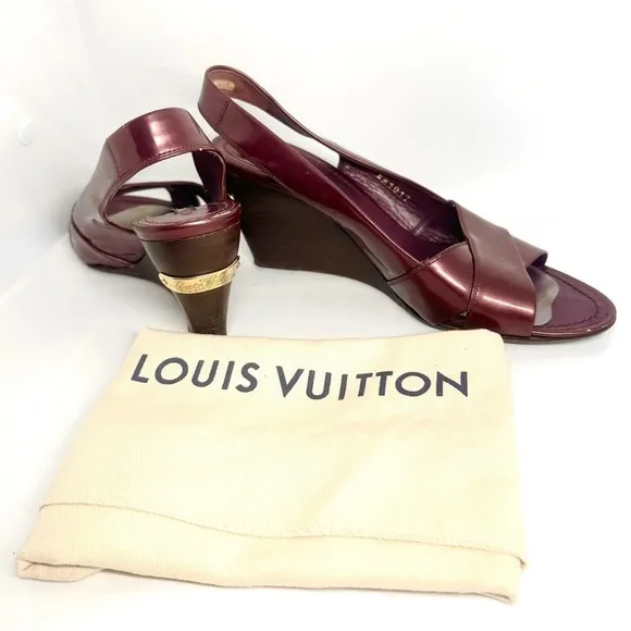 Authentic Louis Vuitton Wedge Heels Shoes with Dust Bag size US 6.5 or EU 36.5
