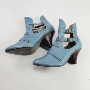 Awol Blue Buckles Shoes Women Leather Boots Size 10