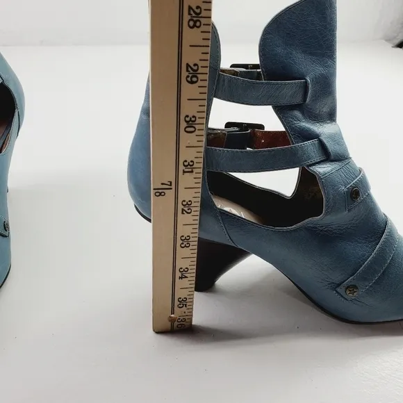 Awol Blue Buckles Shoes Women Leather Boots Size 10