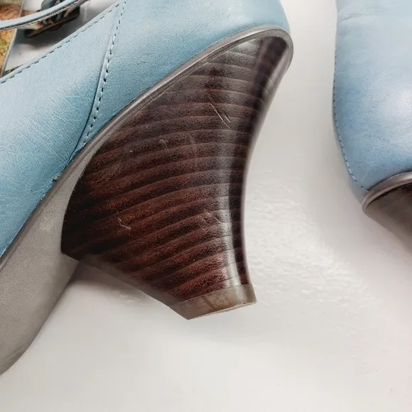 Awol Blue Buckles Shoes Women Leather Boots Size 10
