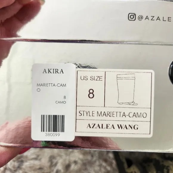 Azalea Wang Marietta Camo Knee-high Open Toed Wedge Shoes