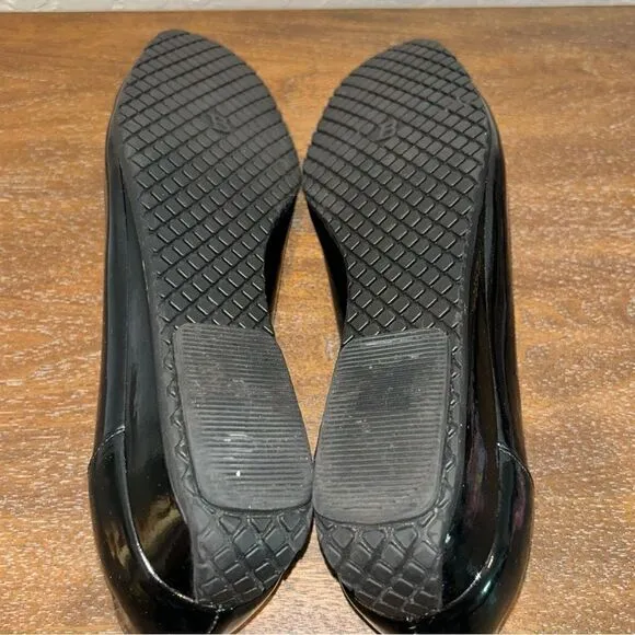Bagnoli Houndstooth Print Patent Leather Mini Wedge Shoes