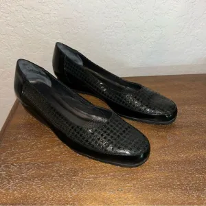 Bagnoli Houndstooth Print Patent Leather Mini Wedge Shoes