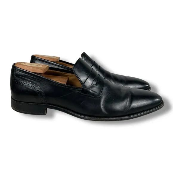 Bally Black Penny Loafers Leathers Shoes Classic Designer Luxury Beckford Sz 10