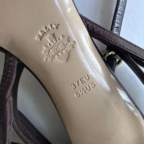 Bally ‘Jael’ Chocolate Brown Strappy Platform Heeled Sandals w/ Wrap Ankle Strap