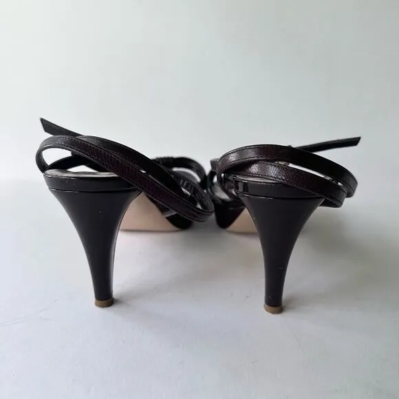 Bally ‘Jael’ Chocolate Brown Strappy Platform Heeled Sandals w/ Wrap Ankle Strap
