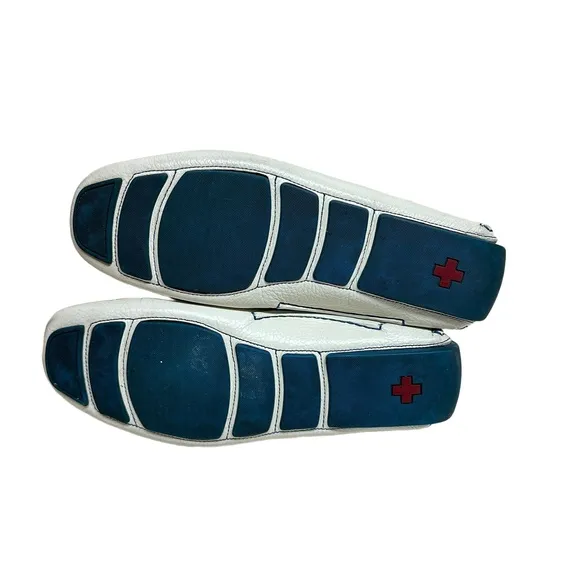 Bally Luxury Men's US 10.5 / Italy 43 Wadron White w/Blue Leather Driving Shoes
