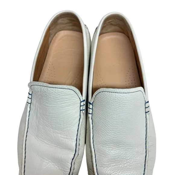 Bally Luxury Men's US 10.5 / Italy 43 Wadron White w/Blue Leather Driving Shoes