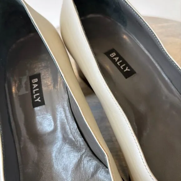 Bally Made in Italy Light Gray Leather Chunky Heels Shoes US Size 10 M