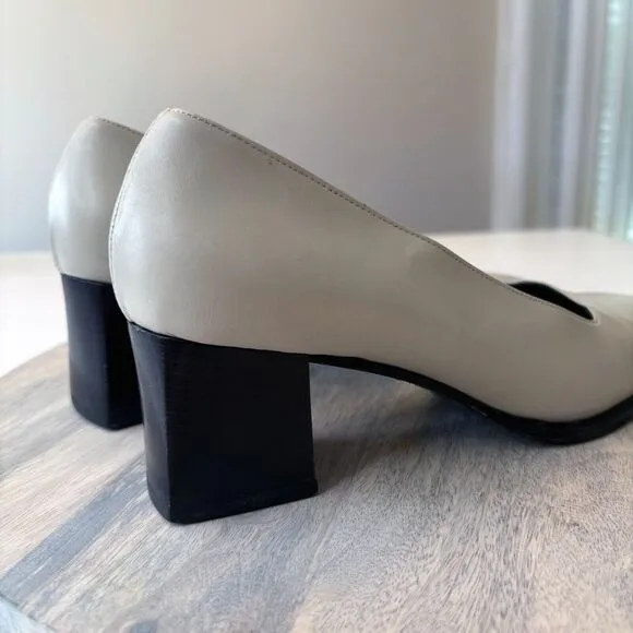 Bally Made in Italy Light Gray Leather Chunky Heels Shoes US Size 10 M