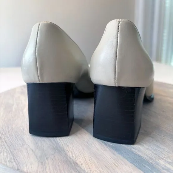 Bally Made in Italy Light Gray Leather Chunky Heels Shoes US Size 10 M