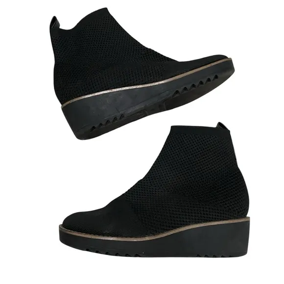 Bandolino Women’s 7 Black Reissa Knit Sock Pull On Wedge Bootie Shoes