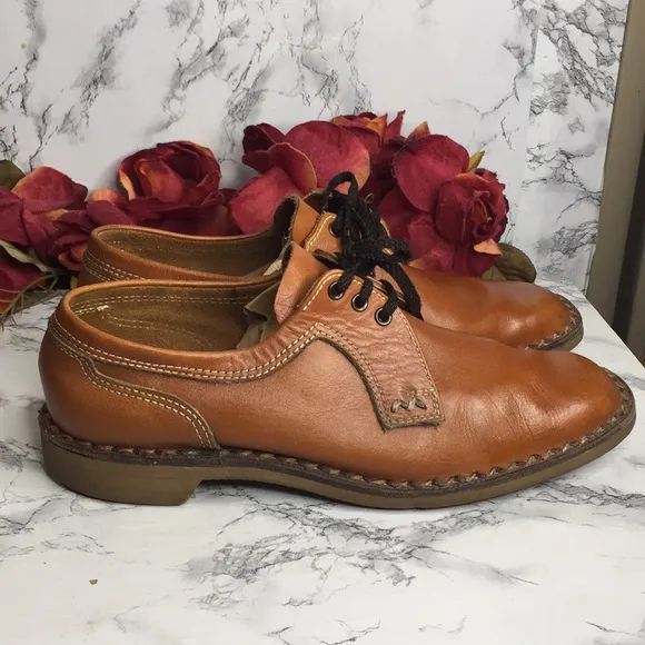 Barker England Cognac Leather Lace Up Derby Shoes