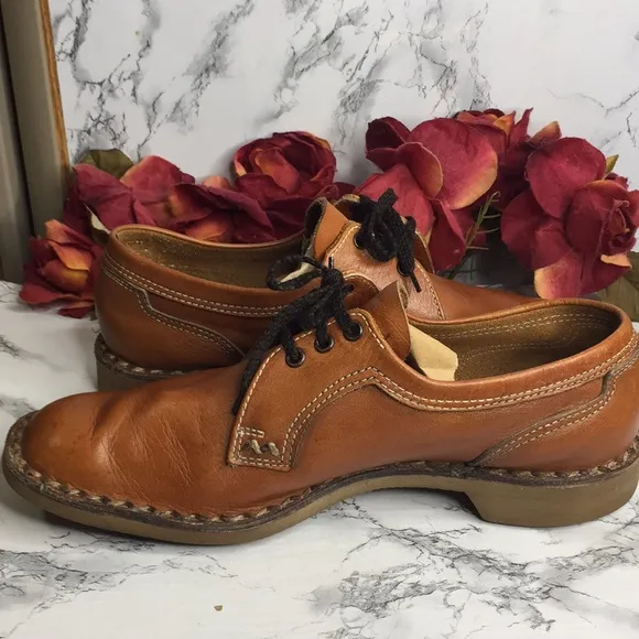 Barker England Cognac Leather Lace Up Derby Shoes