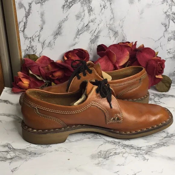 Barker England Cognac Leather Lace Up Derby Shoes