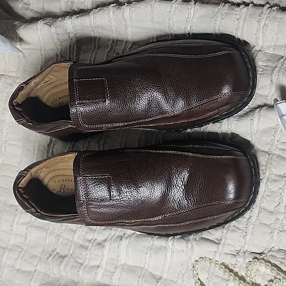 BASS Lenny men's brown slip-on leather casual shoes 9.5