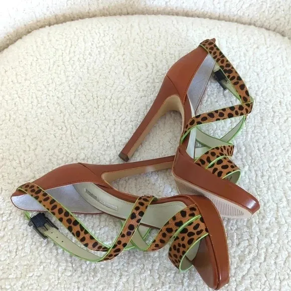 BCBGeneration Granvill2 Crisscross Leopard Platform Sandals