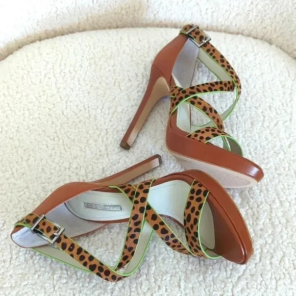 BCBGeneration Granvill2 Crisscross Leopard Platform Sandals