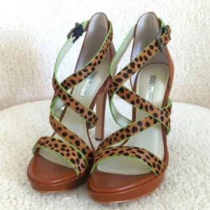 BCBGeneration Granvill2 Crisscross Leopard Platform Sandals