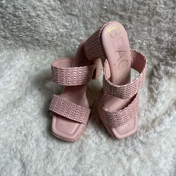 Beach by Matisse GEM pink Raffia platform straps sandals size 10M