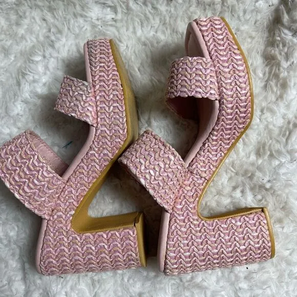 Beach by Matisse GEM pink Raffia platform straps sandals size 10M