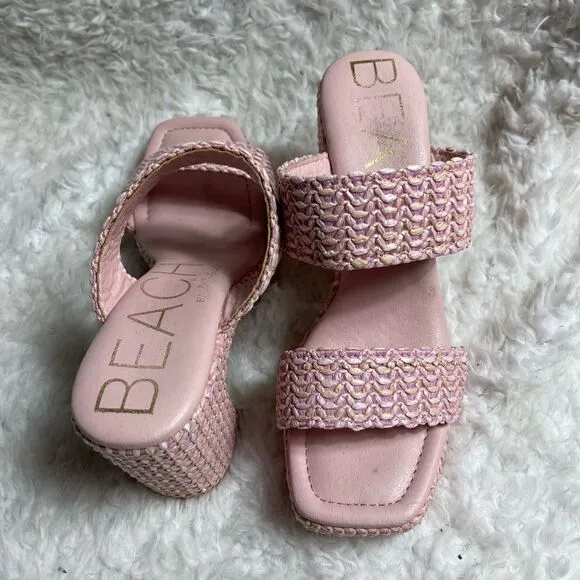 Beach by Matisse GEM pink Raffia platform straps sandals size 10M