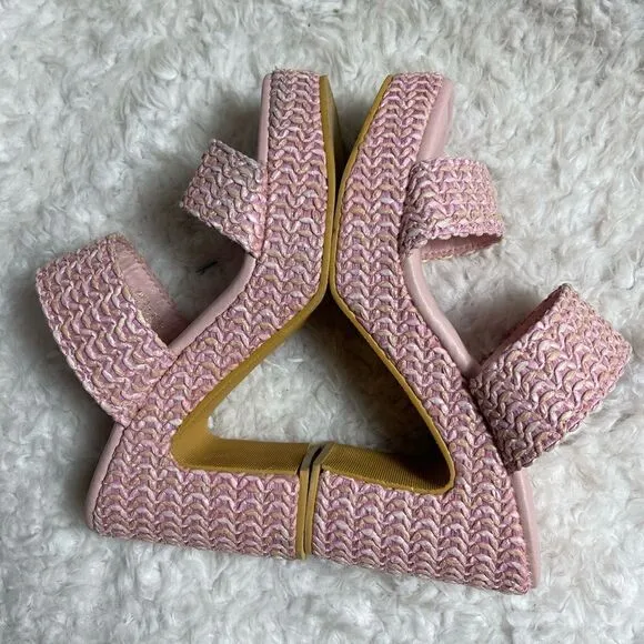Beach by Matisse GEM pink Raffia platform straps sandals size 10M