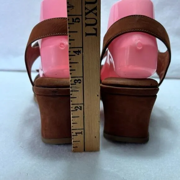 BeautiFeel Shoes Womens 10 Amber Brown Nubuck Leather Ankle Strap Sandals Wedge
