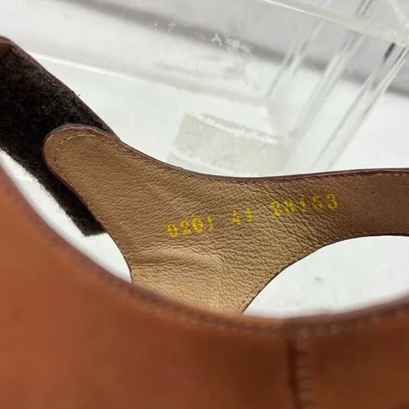 BeautiFeel Shoes Womens 10 Amber Brown Nubuck Leather Ankle Strap Sandals Wedge