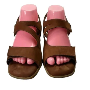 BeautiFeel Shoes Womens 10 Amber Brown Nubuck Leather Ankle Strap Sandals Wedge