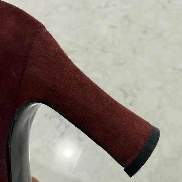 Beautiful Vintage Yves Saint Laurent Burgundy Suede Chunky Heel Pumps Sz 7- EUC
