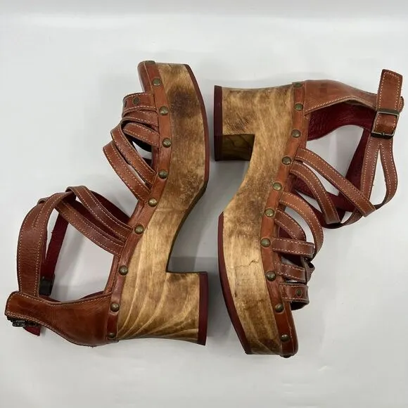 BED STU ANTONELLI CONGAC LUX PLATFORM SANDALS WOMEN 10 Wooden Leather Bohemian‎
