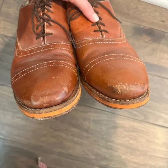 Bed Stu Cognac Brown Leather Lace Up Oxford Dress Shoes - Size 11 - EUC