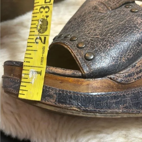 Bed Stu Joann Wood Wedge Distressed in Black size 7.5